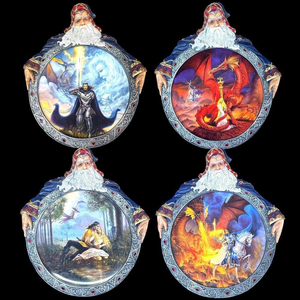 Bradford Exchange Visions of the Sorcerer Plates Set of 4‎ Fantasy Decor